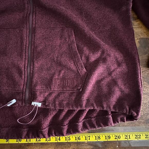 Victoria Secret Fleece Hoodie Large Maroon Full Zip Sweatshirt Loungewear EUC - Picture 5 of 7